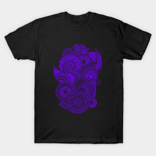 Abstract Mandala design (purple on black) T-Shirt